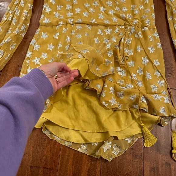 Rococo Sand Yellow with Silver Star Print Vega Dress Sz Small - Picture 5 of 15